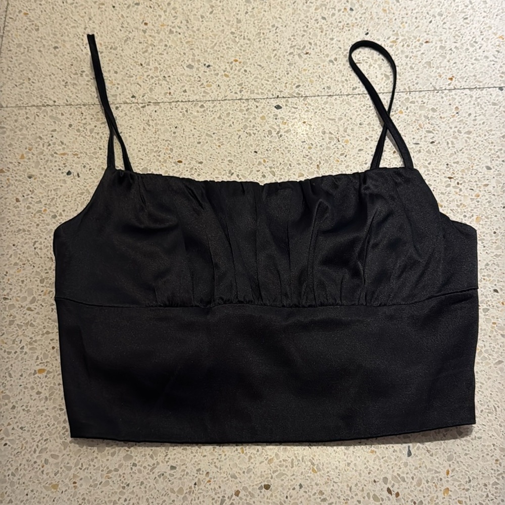 Glassons Ruched Satin Cami in Black